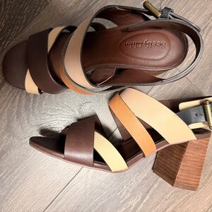 See By Chloe Brown and Tan Strappy Heels